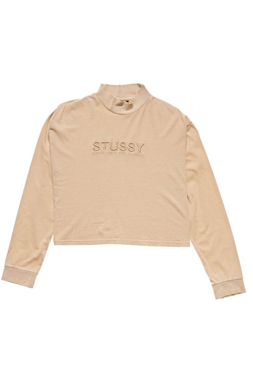 Stussy Womens Chandler Mock Neck LS Long Sleeve T Shirt Orange - QRMHL6052